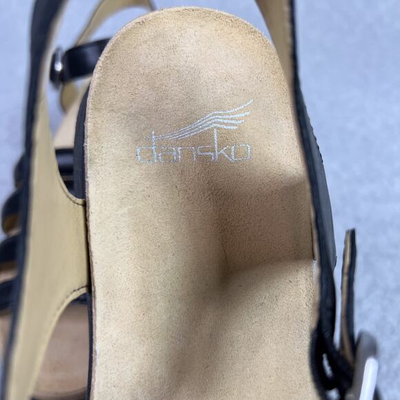 Dansko Black Roxie Leather Strappy Buckle Sandals Size 39 - Picture 7 of 9